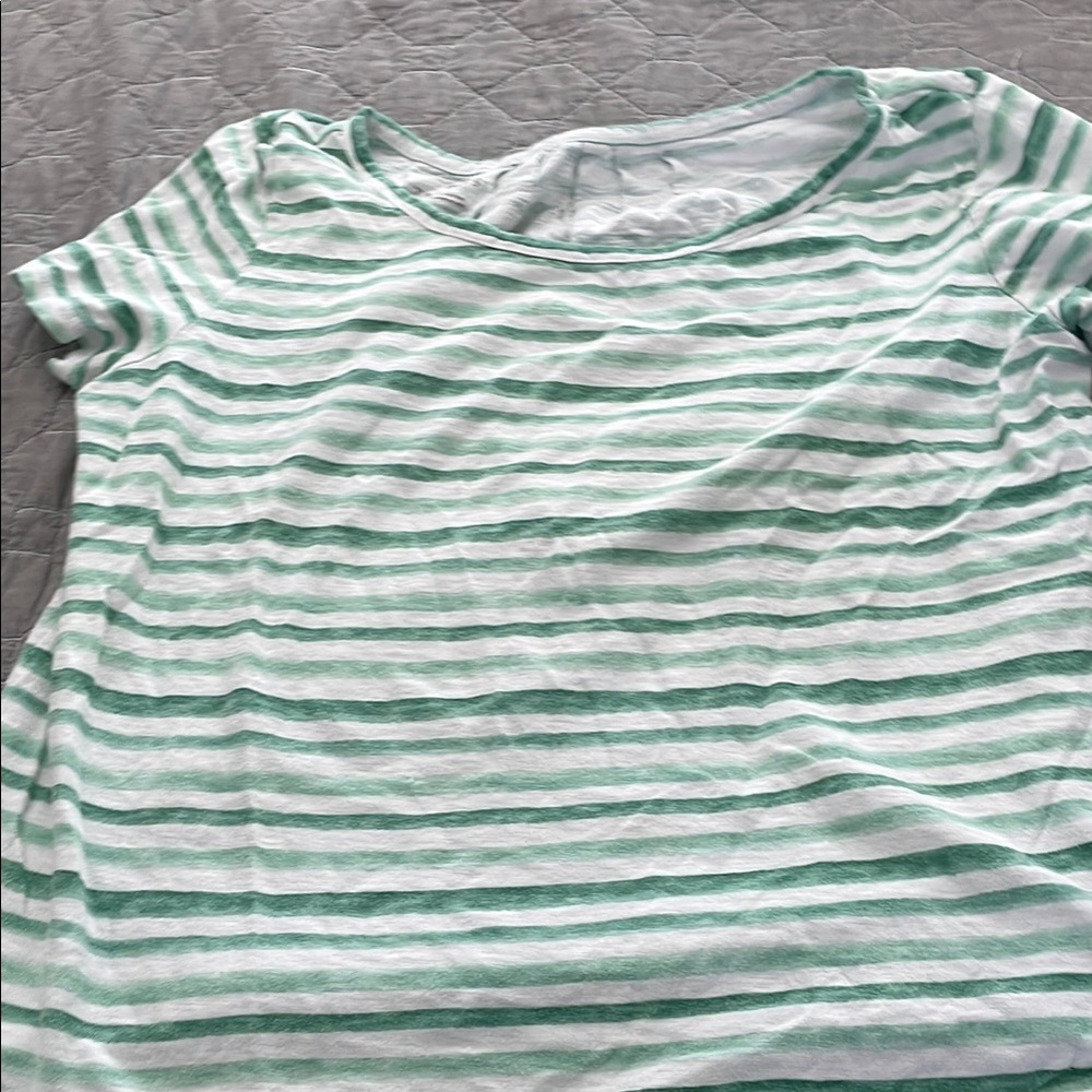 Talbots Mint and White Striped Top